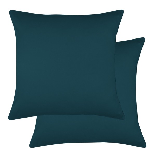 Garnier-Thiébaut - Taies unies en satin de coton 120 fils/cm² Ava Bleu Ardoise