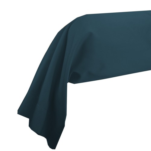 Garnier-Thiébaut - Taies de traversin unies en satin de coton 120 fils/cm² Ava Bleu Ardoise