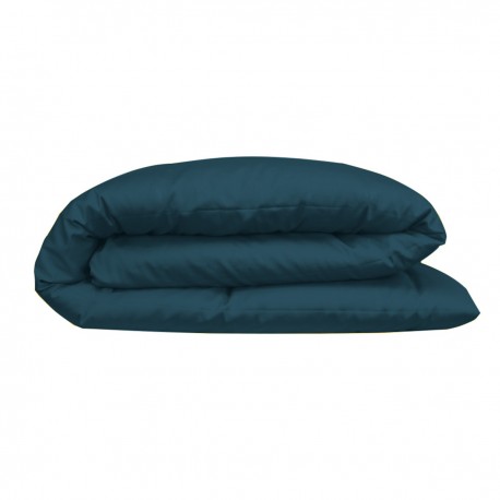 Garnier-Thiébaut - Housse de couette unie en satin de coton 120 fils/cm² Ava Bleu Ardoise