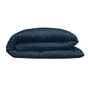 Garnier-Thiébaut - Housse de couette unie en satin de coton 120 fils/cm² Ava Bleu Nuit 2