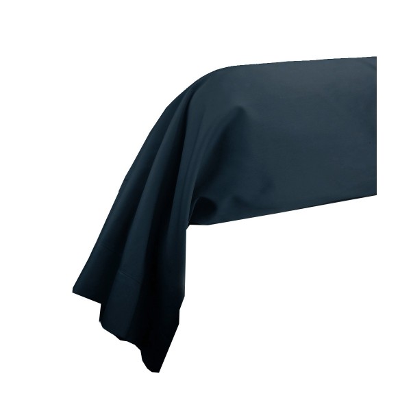 Garnier-Thiébaut - Taie de traversin unie en satin de coton 120 fils/cm² Ava Bleu Nuit