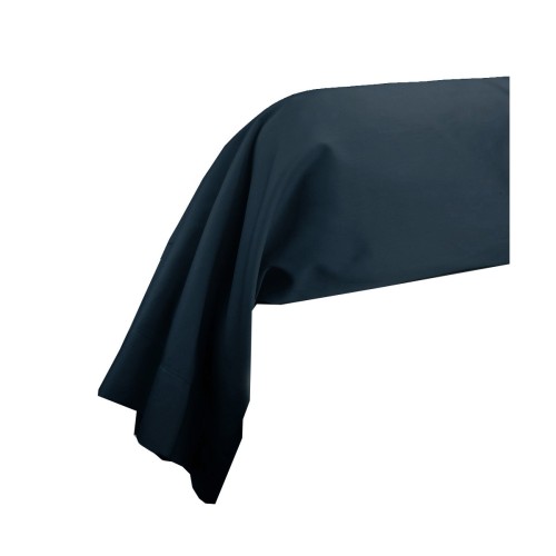 Garnier-Thiébaut - Taie de traversin unie en satin de coton 120 fils/cm² Ava Bleu Nuit