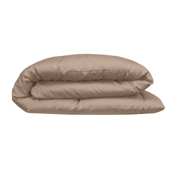 Garnier-Thiébaut - Housse de couette unie en satin de coton 120 fils/cm² Ava Rose fumé