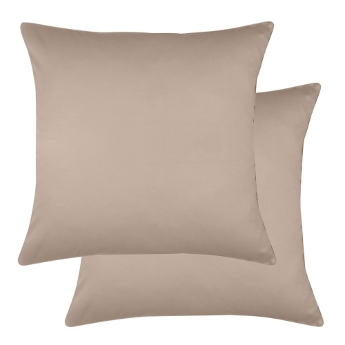 Garnier-Thiébaut - Taies d'oreiller unies en satin de coton 120 fils/cm² Ava Rose fumé