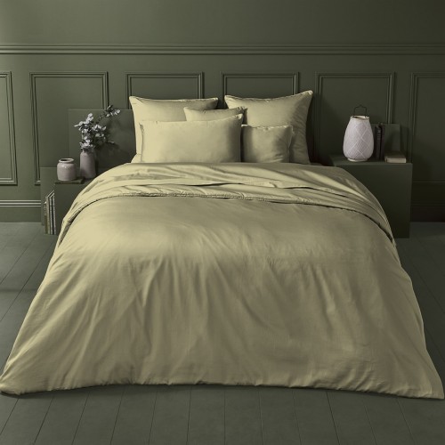 Garnier-Thiébaut - Parure de lit unie en satin de coton 120 fils/cm² Ava Glaise