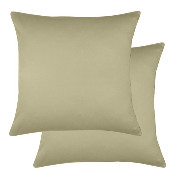 Garnier-Thiébaut - Lot de 2 Taies d'oreiller unies en satin de coton 120 fils/cm² Ava Glaise
