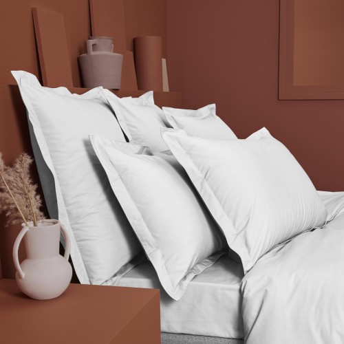 Garnier-Thiébaut - Parure de lit unie en percale de coton 80 fils/cm² La percale française Neige