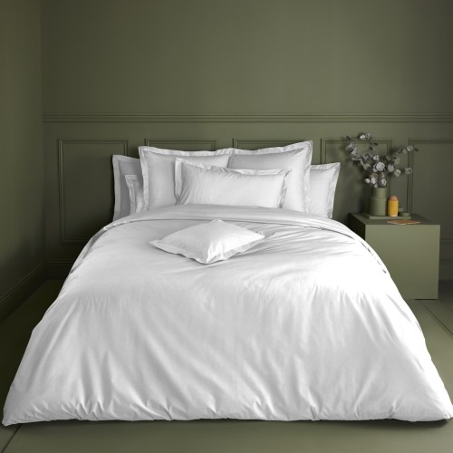 Garnier-Thiébaut - Parure de lit unie en percale de coton 80 fils/cm² La percale française Neige