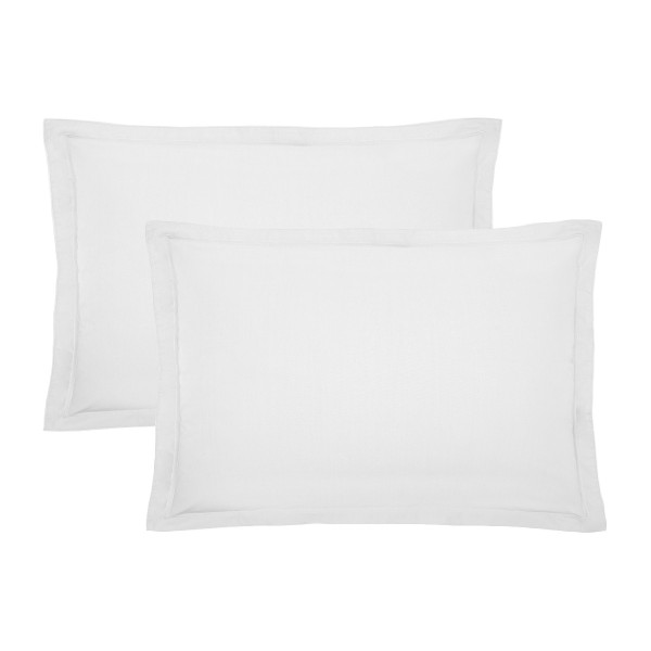 Garnier-Thiébaut - Taie d'oreiller rectangle unie en percale de coton 80 fils/cm² La percale française Neige