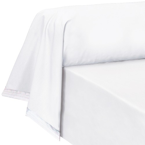 Garnier-Thiébaut - Tissu pour drap uni en percale de coton 80 fils/cm² La percale française Neige - Laize 288cm