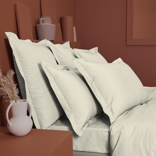 Garnier-Thiébaut - Housse de couette unie en percale de coton 80 fils/cm² La percale française Blanc cassé