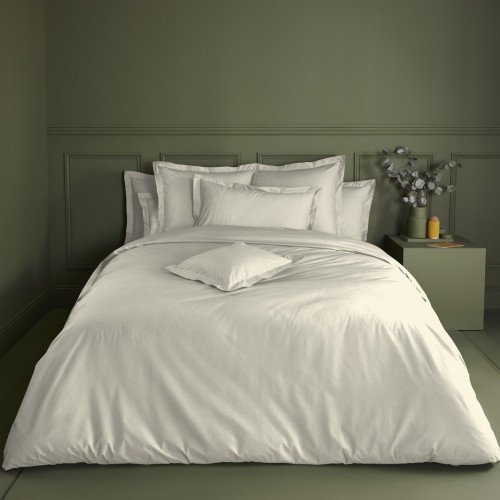 Garnier-Thiébaut - Housse de couette unie en percale de coton 80 fils/cm² La percale française Blanc cassé