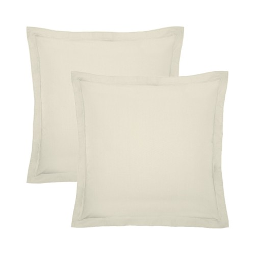 Garnier-Thiébaut - Taies d'oreiller carrées unies en percale de coton 80 fils/cm² La percale française Blanc cassé