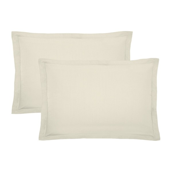 Garnier-Thiébaut - Taies d'oreiller recctangles unies en percale de coton 80 fils/cm² La percale française Blanc cassé