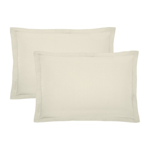 Garnier-Thiébaut - Taies d'oreiller recctangles unies en percale de coton 80 fils/cm² La percale française Blanc cassé