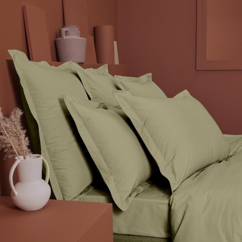 Garnier-Thiébaut - Tissu pour drap uni en percale de coton 80 fils/cm² La percale française Champagne - Laize 288cm
