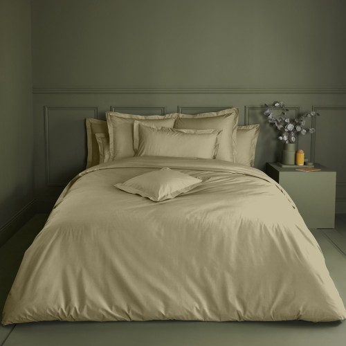 Garnier-Thiébaut - Tissu pour drap uni en percale de coton 80 fils/cm² La percale française Champagne - Laize 288cm
