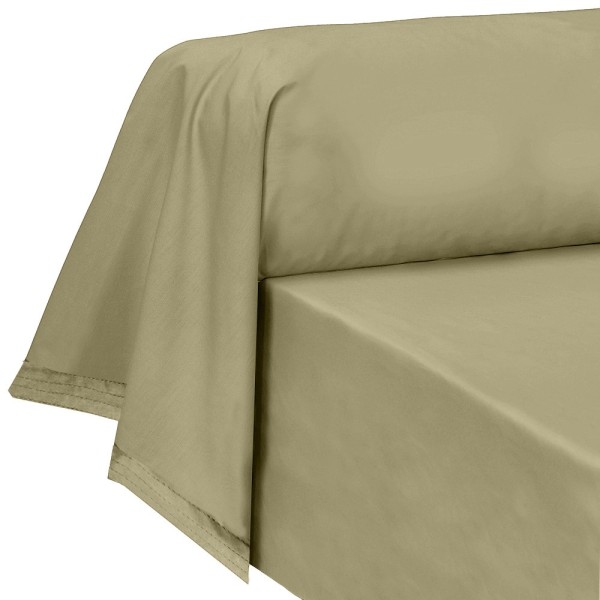 Garnier-Thiébaut - Tissu pour drap uni en percale de coton 80 fils/cm² La percale française Champagne - Laize 288cm