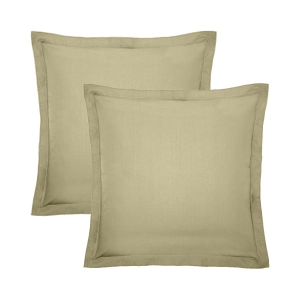 Garnier-Thiébaut - Taies d'oreiller carrées unies en percale de coton 80 fils/cm² La percale française Champagne