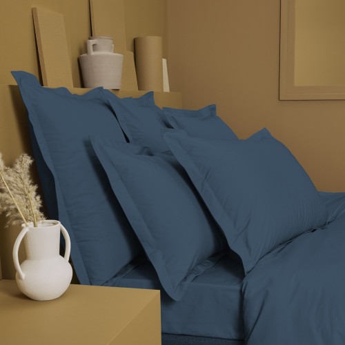 Garnier-Thiébaut - Tissu pour drap uni en percale de coton 80 fils/cm² La percale française Océan - Laize 288cm