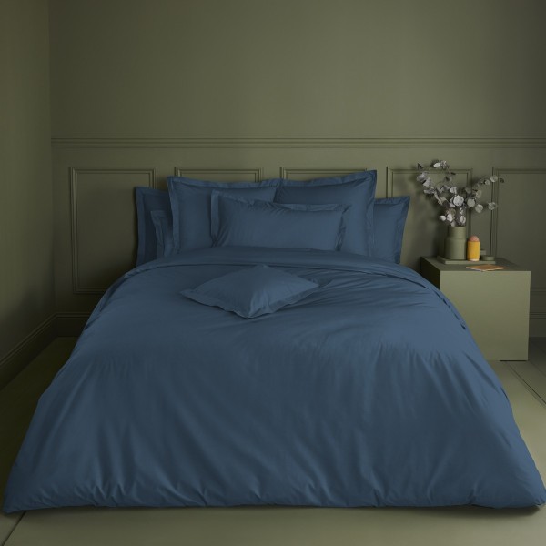 Garnier-Thiébaut - Tissu pour drap uni en percale de coton 80 fils/cm² La percale française Océan - Laize 288cm