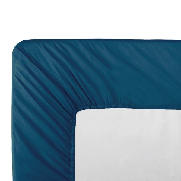 Garnier-Thiébaut - Tissu pour drap uni en percale de coton 80 fils/cm² La percale française Océan - Laize 288cm