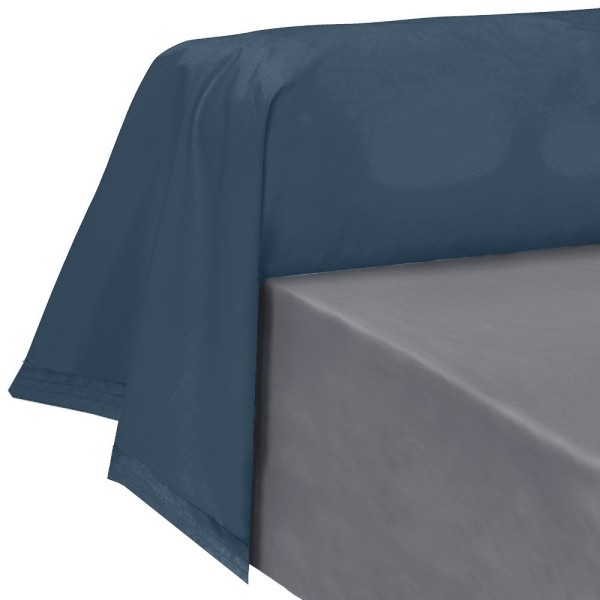 Garnier-Thiébaut - Tissu pour drap uni en percale de coton 80 fils/cm² La percale française Océan - Laize 288cm
