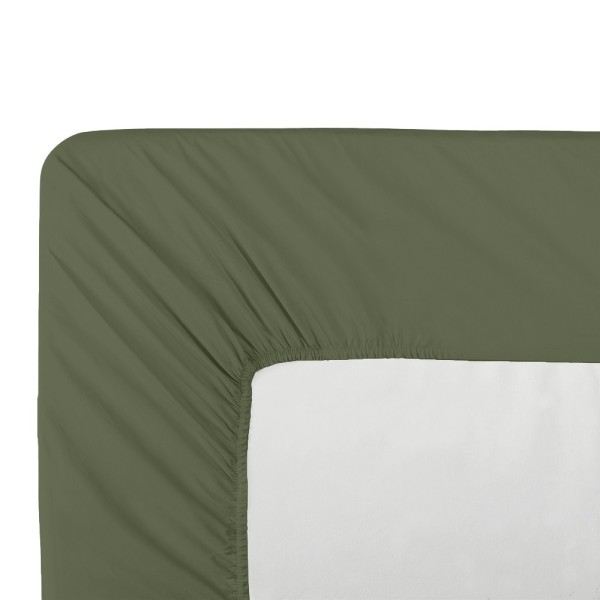 Garnier-Thiébaut - Tissu pour drap uni en percale de coton 80 fils/cm² La percale française Kaki - Laize 288cm