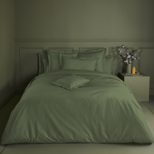 Garnier-Thiébaut - Tissu pour drap uni en percale de coton 80 fils/cm² La percale française Kaki - Laize 288cm