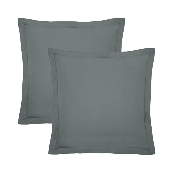 Garnier-Thiébaut - Tissu pour draps uni en percale de coton 80 fils/cm² La percale française Acier - Laize 288cm