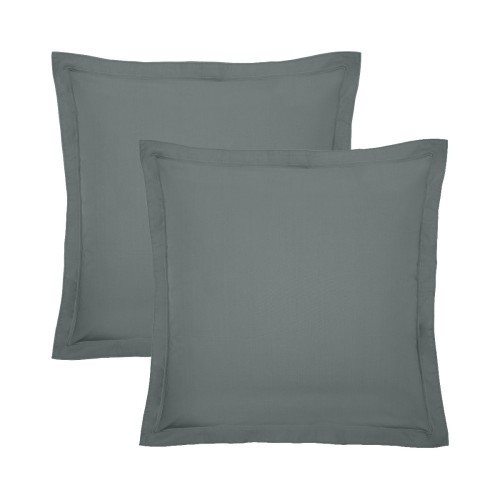 Garnier-Thiébaut - Tissu pour draps uni en percale de coton 80 fils/cm² La percale française Acier - Laize 288cm