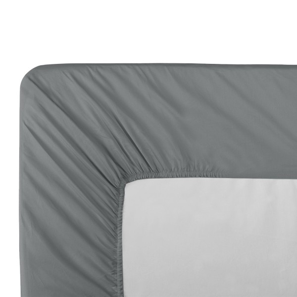 Garnier-Thiébaut - Tissu pour draps uni en percale de coton 80 fils/cm² La percale française Acier - Laize 288cm