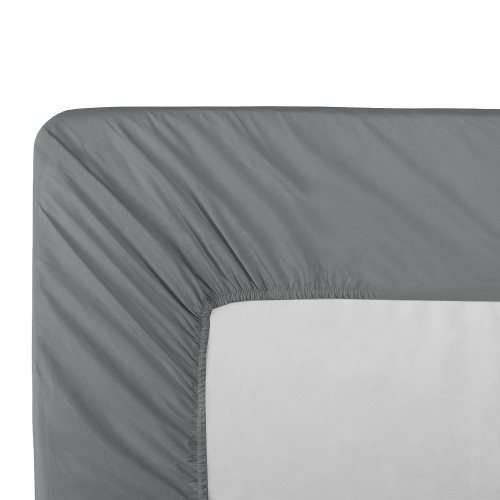 Garnier-Thiébaut - Tissu pour draps uni en percale de coton 80 fils/cm² La percale française Acier - Laize 288cm