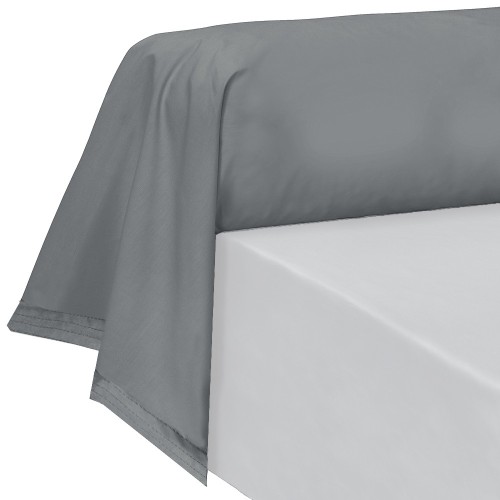 Garnier-Thiébaut - Tissu pour draps uni en percale de coton 80 fils/cm² La percale française Acier - Laize 288cm