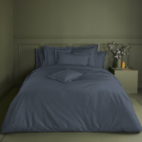 Garnier-Thiébaut - Tissu pour drap uni en percale de coton 80 fils/cm² La percale française Bleu- Laize 288cm