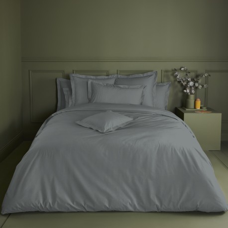 Garnier-Thiébaut - Tissu uni en percale de coton 80 fils/cm² La percale française Acier - Laize 288cm