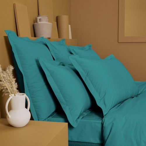 Garnier-Thiébaut - Tissu pour draps uni en percale de coton 80 fils/cm² La percale française Emeraude- Laize 288cm