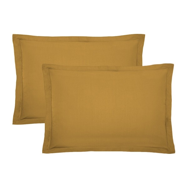 Garnier-Thiébaut - Taies d'oreiller rectangles unies en percale de coton 80 fils/cm² La percale française Safran