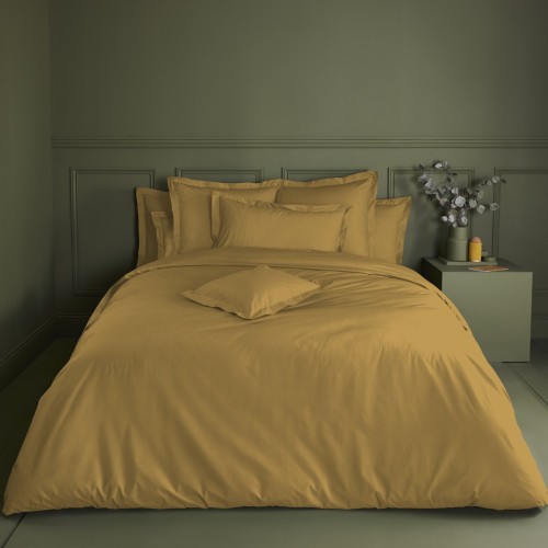 Garnier-Thiébaut - Tissu pour draps uni en percale de coton 80 fils/cm² La percale française Safran- Laize 288cm