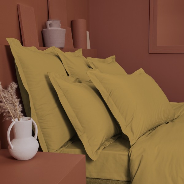 Garnier-Thiébaut - Housse de couette unie en percale de coton 80 fils/cm² La percale française Safran
