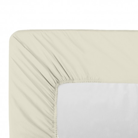 Garnier-Thiébaut - Drap housse uni B40 en percale de coton 80 fils/cm² La percale française Blanc cassé