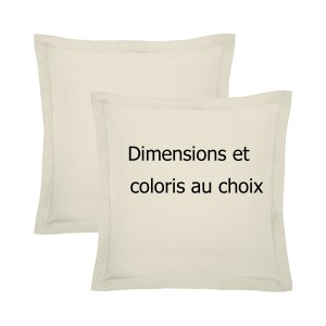 Garnier-Thiébaut - Taies d'oreiller unies en percale de coton 80 fils/cm² La percale française