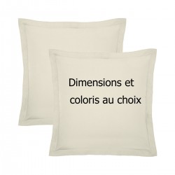 Garnier-Thiébaut - Taies d'oreiller unies en percale de coton 80 fils/cm² La percale française