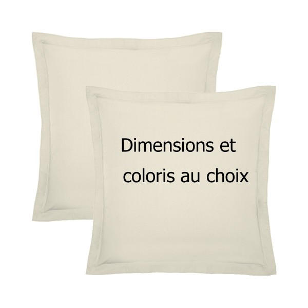 Garnier-Thiébaut - Taies d'oreiller unies en percale de coton 80 fils/cm² La percale française