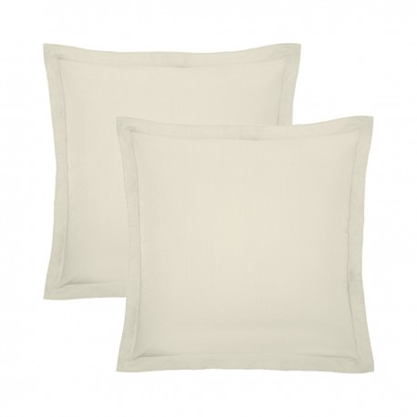 Garnier-Thiébaut - Taies d'oreiller unies en percale de coton 80 fils/cm² La percale française Blanc cassé