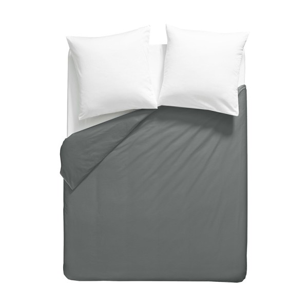 Garnier-Thiébaut - Housse de couette unie en percale de coton 80 fils/cm² La percale française Acier
