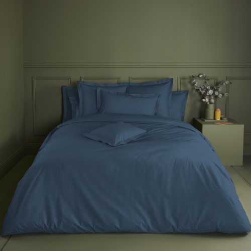 Garnier-Thiébaut - Housse de couette unie en percale de coton 80 fils/cm² La percale française Ocean