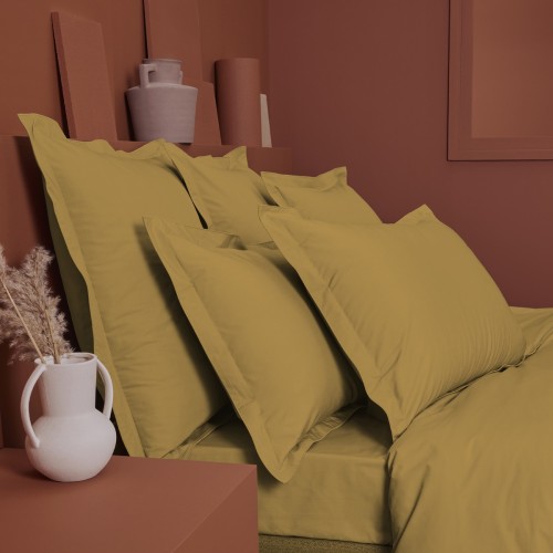 Garnier-Thiébaut - Housse de couette unie en percale de coton 80 fils/cm² La percale française Safran