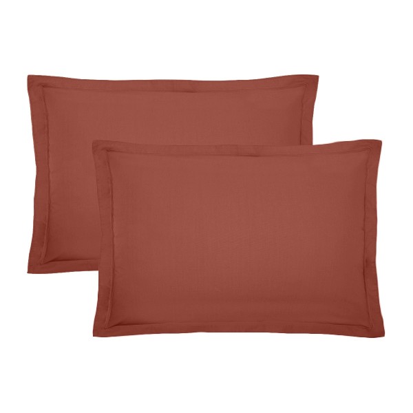 Garnier-Thiébaut - Taies d'oreiller rectangles unies en percale de coton 80 fils/cm² La percale française Rouille