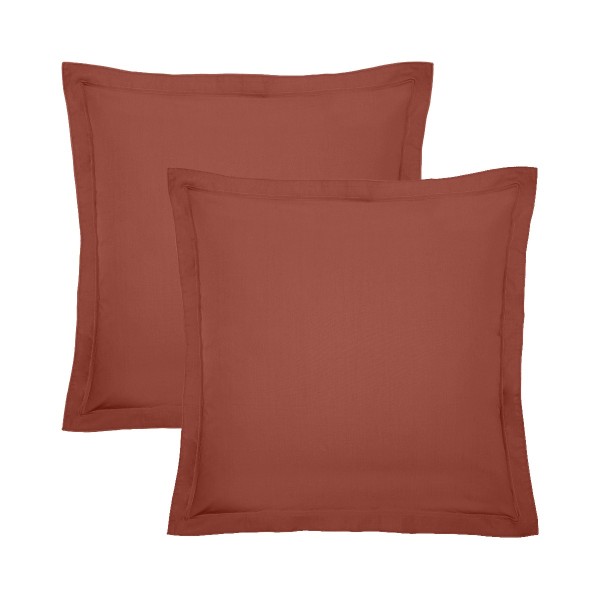 Garnier-Thiébaut - Taies d'oreiller carrées unies en percale de coton 80 fils/cm² La percale française Rouille